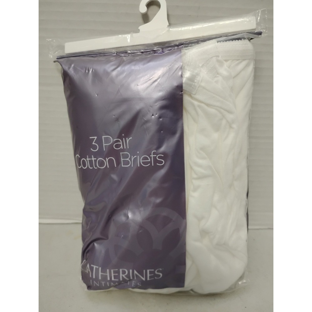 Catherines Intimates 3 Pair Cotton Briefs Size 14 White Womens Underwear OPEN PK